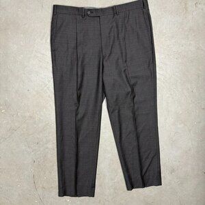 Samuelsohn Dress Pants Check 100s Wool Trousers Pleated SB Austin W38xL27